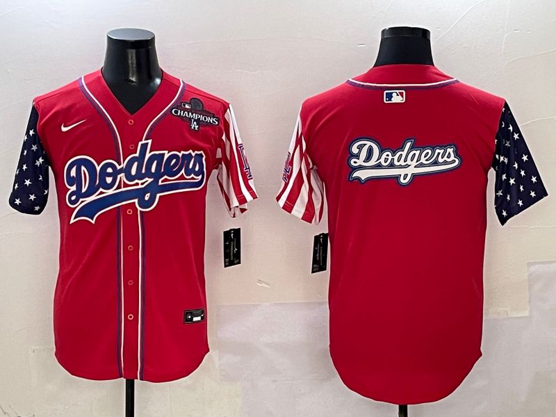 Men Los Angeles Dodgers Blank Red a generation of national flags Joint name 2025 Nike MLB Jersey style 20->new york yankees->MLB Jersey